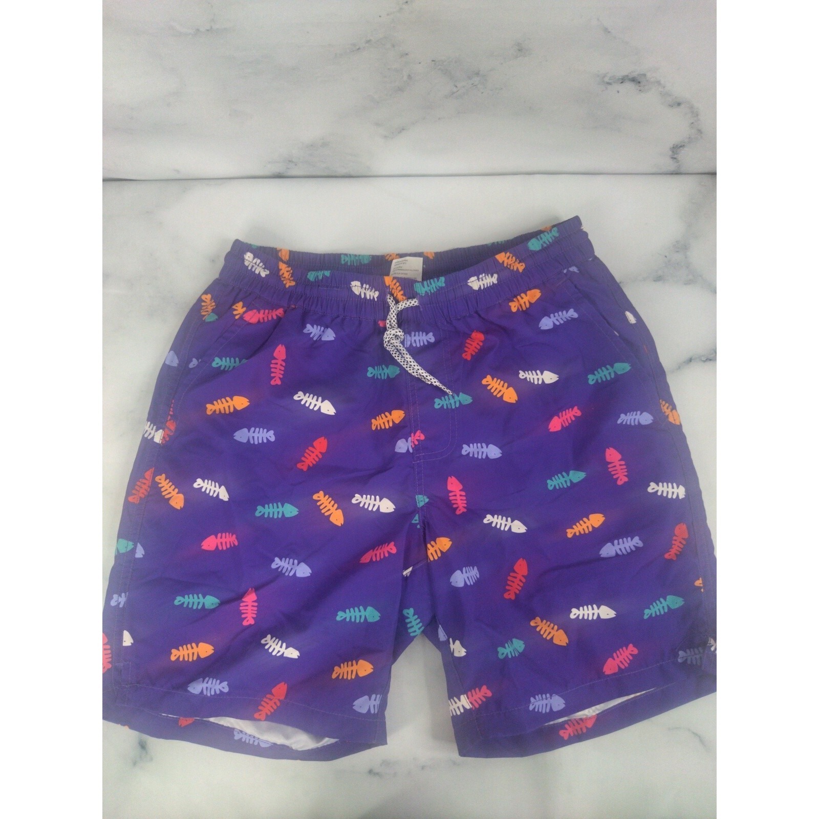 Swim Board Shorts Fish Multi Color Youth Trunk Size Small